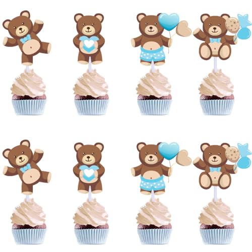 Kawailay 24 Stück Bär Cupcake Toppers Süßer Bär Tortendeko Kuchen Deckel Bär Kuchendeko Tortenaufsatz für Babyparty Junge Mädchen Geburtstag - Stil 1 Kawailay 24 Stück Bär Cupcake Toppers Süßer Bär Tortendeko Kuchen Deckel Bär Kuchendeko Tortenaufsatz für Babyparty Junge Mädchen Geburtstag - Stil 1 von Kawailay