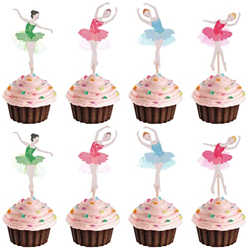Kawailay 24 Stück Ballett Mädchen Kuchen Deko Ballerina Tanzen Cupcake Toppers Figuren Ballerina Geburtstag Tortendeko für Mädchen Frauen Geburtstag Hochzeit Party von Kawailay