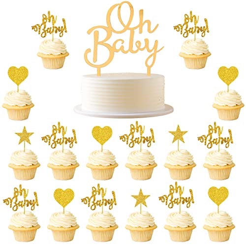 Kawailay 33 Stück Glitter Oh Baby Cupcake Toppers Gold Babyparty Tortendeko mit Herz und Star Acryl Oh Baby Kuchendeko für Baby Shower Kids Junge Mädchen Geburtstag Dekor Kawailay 33 Stück Glitter Oh Baby Cupcake Toppers Gold Babyparty Tortendeko mit Herz und Star Acryl Oh Baby Kuchendeko für Baby Shower Kids Junge Mädchen Geburtstag Dekor von Kawailay