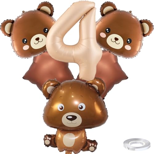 Kawailay 4. Bär Geburtstag Deko Braunbär 4. Geburtstag Deko Ballons Braunbär Bärenkopf Folienballon Karamell Zahl 4 Luftballon für Junge Mädchen Party Motto Party Kawailay 4. Bär Geburtstag Deko Braunbär 4. Geburtstag Deko Ballons Braunbär Bärenkopf Folienballon Karamell Zahl 4 Luftballon für Junge Mädchen Party Motto Party von Kawailay
