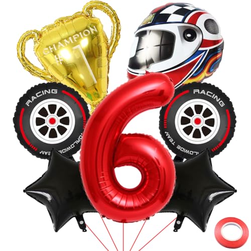 Kawailay 6. Geburtstag Luftballons - 7 Stück, Rot, Ballon, Partysortiment, Rennsport, Jungen, Kinder Kawailay 6. Geburtstag Luftballons - 7 Stück, Rot, Ballon, Partysortiment, Rennsport, Jungen, Kinder von Kawailay