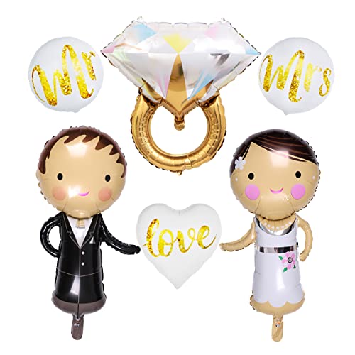 Kawailay 6 Stück Hochzeits Ballons Brautpaar Folienballon Braut Bräutigam Ballon Diamant Ring Love Mr Mrs Luftballon für Heiratsantrag Verlobung Hochzeit Valentinstag Gold Kawailay 6 Stück Hochzeits Ballons Brautpaar Folienballon Braut Bräutigam Ballon Diamant Ring Love Mr Mrs Luftballon für Heiratsantrag Verlobung Hochzeit Valentinstag Gold von Kawailay