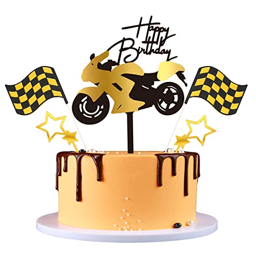 Kawailay Motorrad Cake Topper Tortendeko Acryl Kuchenaufsatz Tortenaufsatz Happy Birthday Kuchen Topper mit Glitter Stern und Banner für Männer Jungen Motorradliebhaber Geburtstag Dekoration Gold Kawailay Motorrad Cake Topper Tortendeko Acryl Kuchenaufsatz Tortenaufsatz Happy Birthday Kuchen Topper mit Glitter Stern und Banner für Männer Jungen Motorradliebhaber Geburtstag Dekoration Gold von Kawailay