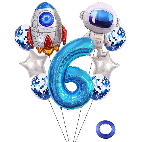Kawailay Weltraum Luftballon Set Astronauten Geburtstag Deko 6 jahre Astronauten Raketen Folienballon Blau Zahl 6 Luftballons Aluminium Ballon für Kinder Jungen Mädchen Geburtstag Party Kawailay Weltraum Luftballon Set Astronauten Geburtstag Deko 6 jahre Astronauten Raketen Folienballon Blau Zahl 6 Luftballons Aluminium Ballon für Kinder Jungen Mädchen Geburtstag Party von Kawailay
