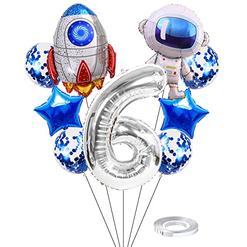 Kawailay Weltraum Luftballon Set Astronauten Geburtstag Deko 6 jahre Astronauten Raketen Folienballon Silber Zahl 6 Luftballons Aluminium Ballon für Kinder Jungen Mädchen Geburtstag Party Kawailay Weltraum Luftballon Set Astronauten Geburtstag Deko 6 jahre Astronauten Raketen Folienballon Silber Zahl 6 Luftballons Aluminium Ballon für Kinder Jungen Mädchen Geburtstag Party von Kawailay