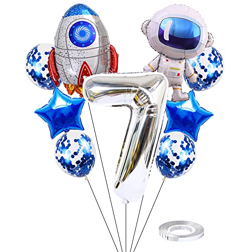 Kawailay Weltraum Luftballon Set Astronauten Geburtstag Deko 7 jahre Astronauten Raketen Folienballon Silber Zahl 7 Luftballons Aluminium Ballon für Kinder Jungen Mädchen Geburtstag Party Kawailay Weltraum Luftballon Set Astronauten Geburtstag Deko 7 jahre Astronauten Raketen Folienballon Silber Zahl 7 Luftballons Aluminium Ballon für Kinder Jungen Mädchen Geburtstag Party von Kawailay
