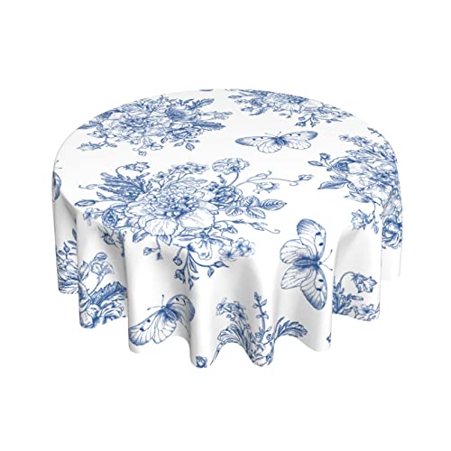 Tischdecke mit Frühlingsblumen, rund, 152,4 cm, ruitische Schmetterlinge, wasserdichter Stoff, Bauernhaus, blau-weiße Blumen-Tischdecken, dekorativ für Urlaub, Zuhause, Party, Hochzeit, Picknick Tischdecke mit Frühlingsblumen, rund, 152,4 cm, ruitische Schmetterlinge, wasserdichter Stoff, Bauernhaus, blau-weiße Blumen-Tischdecken, dekorativ für Urlaub, Zuhause, Party, Hochzeit, Picknick von Kawani