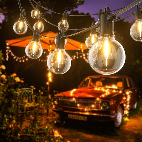 Kawaya 22M Lichterkette Außen LED Outdoor Lichterkette Aussen Strom mit 30+2 Glühbirnen IP65 Wasserdicht Bruchsicheren Warmweiß Balkon Lichterketten für Terrasse Garten Hochzeit Hinterhof von Kawaya