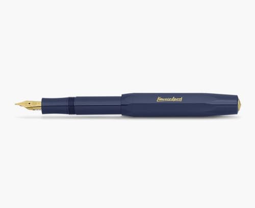 91/5000 Kaweco Sport Classic Füllfederhalter Navy Blue, Fine Nib mit Kaweco Sport Octagonal Clip Gold von Kaweco