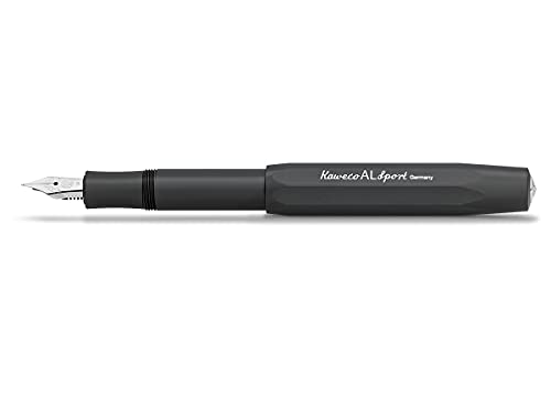 Kaweco Füllfederhalter Al Sport I Premium Füllfederhalter Luxus für Tintenpatronen mit hochwertiger Stahlfeder I Sport Füller 13,5 cm Schwarz Federbreite: M (Medium) von Kaweco