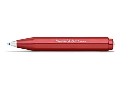 Kaweco Al Sport Deep Red Business Kuli aus hochwertigem Aluminium I 12 g leichter Taschen-Kugelschreiber mit zuverlässiger Herzkurvenmechanik I Seidenglänzender Druckkugelschreiber 10,5 cm Rot von Kaweco