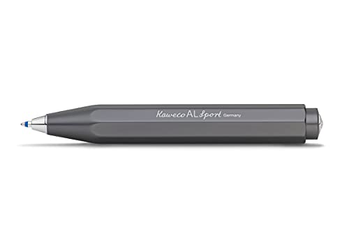Kaweco Al Sport Anthracite Business Kuli aus hochwertigem Aluminium I 12 g leichter Taschen-Kugelschreiber mit zuverlässiger Herzkurvenmechanik I Seidenglänzender Druckkugelschreiber 10,5 cm von Kaweco