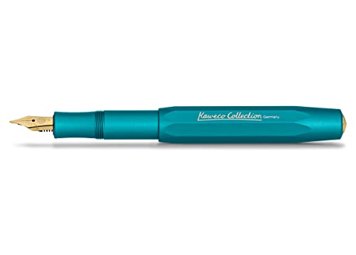 Kaweco COLLECTION Füllfederhalter Iguana Blue I Premium Füllhalter mit vergoldeter Stahlfeder und Iridiumspitze für Tintenpatronen I Sport Füller 13 cm I Federbreite: F (Fein) von Kaweco