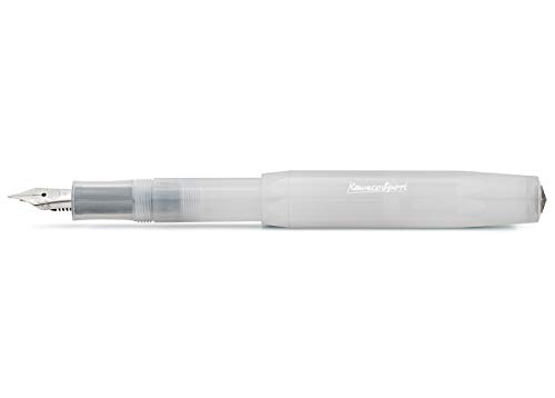 Kaweco FROSTED SPORT Füllhalter Natural Coconut I Premium Füllfederhalter für Tintenpatronen mit hochwertiger Stahlfeder I Füllfederhalter 13 cm I Füller in Weiß I Federbreite: BB (Extra Breit) von Kaweco