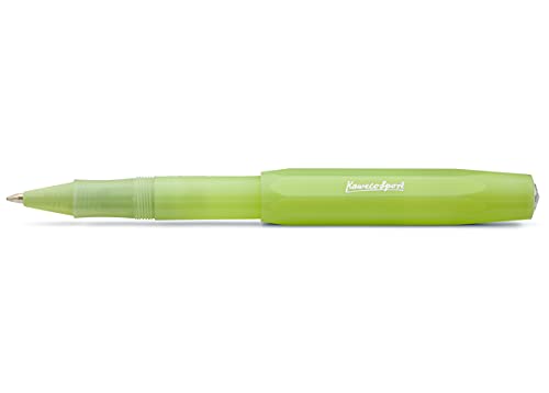 Kaweco Frosted Sport Fine Lime Gel- / Kugelschreiber inklusive 0,7 mm Rollerball Tintenroller Mine für Linkshänder & Rechtshänder im klassischen Design mit Keramikkugel I Gelroller 13,5 cm von Kaweco