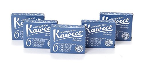 Kaweco - Füllfederhalter, kurze Tintenpatronen - Packung mit 5 x 6 Stück (insgesamt 30 Stück) - Mitternachtsblau (blau/schwarz) von Kaweco