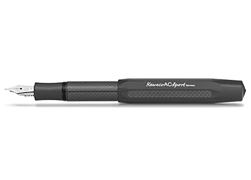 Kaweco AC Sport Füllfederhalter Schwarz aus Aluminium und Carbon I Exklusiver Füllhalter für Tintenpatronen inklusive Geschenk Metallbox I Füller 12,5 cm I Federbreite: M (Medium) von Kaweco