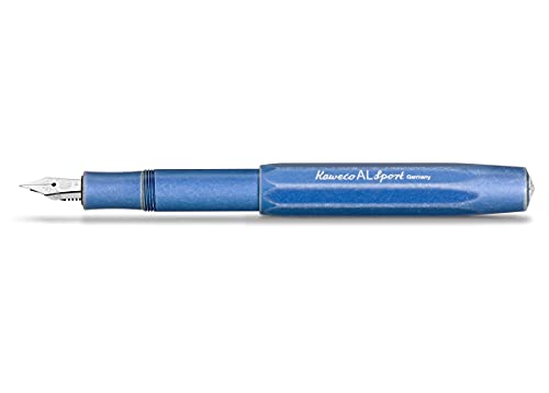 Kaweco Füllfederhalter Al Sport Blau I Premium Füllfederhalter Luxus für Tintenpatronen mit hochwertiger Stahlfeder I Sport Füller 13,5 cm Stonewashed Blue Federbreite: B (Breit) von Kaweco