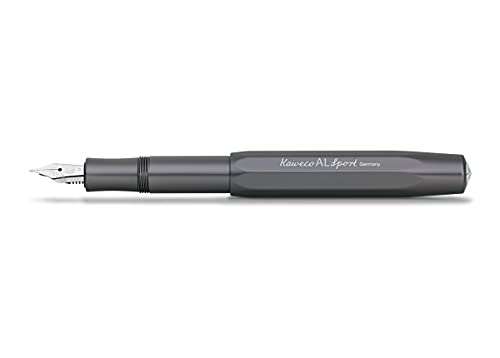 Kaweco Füllfederhalter Al Sport I Premium Füllfederhalter Luxus für Tintenpatronen mit hochwertiger Stahlfeder I Sport Füller 13,5 cm Anthrazit Federbreite: F (Fein) von Kaweco