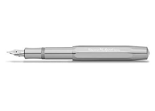 Kaweco AL SPORT Füllhalter Raw I Premium Aluminium Füllfederhalter für Tintenpatronen mit hochwertiger Stahlfeder I Füllfederhalter 13 cm I Füller in Silber I Federbreite: M (Medium) von Kaweco