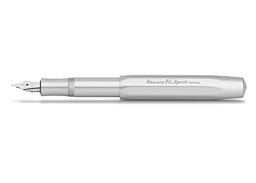 Kaweco Füllfederhalter Al Sport I Premium Füllfederhalter Luxus für Tintenpatronen mit hochwertiger Stahlfeder I Sport Füller 13,5 cm Silber Federbreite: M (Medium) von Kaweco