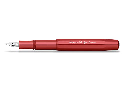 Kaweco Füllfederhalter AL Sport, Farbe Deep Red/Rot, Stahlfeder mit Federstärke Extra-Breit (BB), Länge 13 cm, 10001565 von Kaweco