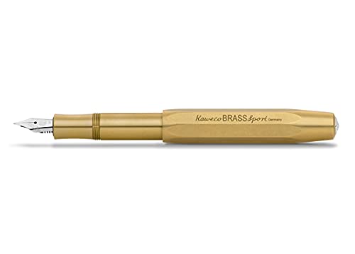 Kaweco Füllfederhalter Brass Sport I Premium Füllfederhalter Luxus für Tintenpatronen mit hochwertiger Stahlfeder I Sport Füller aus Messing 13,5 cm Federbreite: B (Breit) von Kaweco