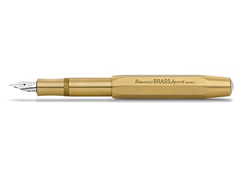 Kaweco Füllfederhalter Brass Sport I Premium Füllfederhalter Luxus für Tintenpatronen mit hochwertiger Stahlfeder I Sport Füller aus Messing 13,5 cm Federbreite: F (Fein) von Kaweco