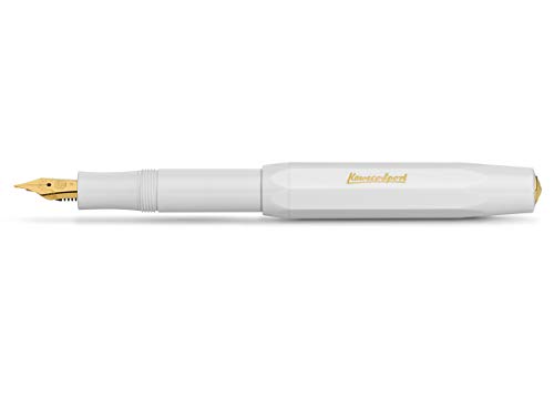 Kaweco 10000002 Füllfederhalter Classic Sport mit 23 KT vergoldeter Stahlfeder und Iridiumspitze für Tintenpatronen I Kaweco Sport Füller (Medium, Weiß) von Kaweco