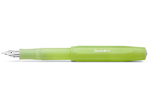 Kaweco Füllfederhalter Frosted Sport I Premium Füllfederhalter Luxus für Tintenpatronen mit hochwertiger Stahlfeder I Sport Füller 13,5 cm Fine Lime Federbreite: BB (Extra Breit) von Kaweco