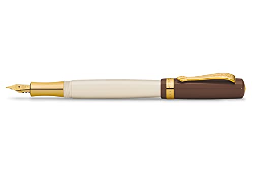 Kaweco Füllfederhalter Student 20's Jazz I Premium Füllfederhalter für Tintenpatronen I Nostalgischer Füller in Braun mit warmgoldenen Zierstücken 16 cm I Federbreite: F (Fein) von Kaweco