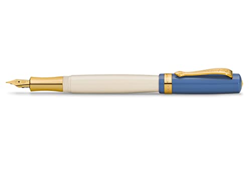 Kaweco Füllfederhalter Student 50's Rock I Premium Füllfederhalter für Tintenpatronen I Nostalgischer Füller in Blau mit warmgoldenen Zierstücken 16 cm I Federbreite: B (Breit) von Kaweco