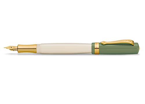 Kaweco Füllfederhalter Student 60's Swing I Premium Füllfederhalter für Tintenpatronen I Nostalgischer Füller in Grün mit warmgoldenen Zierstücken 16 cm I Federbreite: EF (Extra Fein) von Kaweco