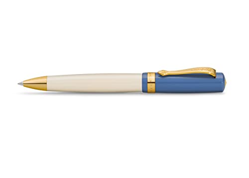 Kaweco STUDENT Kugelschreiber 50's Rock I Nostalgischer Taschen-Kugelschreiber in Blau & Creme mit warmgoldenen Zierstücken aus Edelharz I Hochwertiger Drehkugelschreiber 13 cm von Kaweco