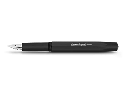 Kaweco ORIGINAL Füllfederhalter 060 Black Chrome I Exklusiver Füllhalter für Tintenpatronen inklusive elegantem Blechetui I Luxus Füller mit attraktiven Zierelementen I Federbreite: F (Fein) von Kaweco