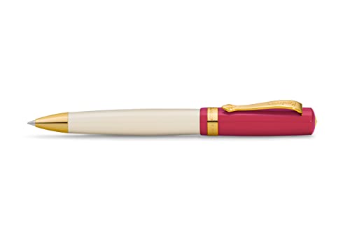 Kaweco STUDENT Kugelschreiber 30's Blues I Nostalgischer Taschen-Kugelschreiber in Rot & Creme mit warmgoldenen Zierstücken aus Edelharz I Hochwertiger Drehkugelschreiber 13 cm von Kaweco