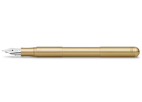 Kaweco SUPRA Füllfederhalter Brass I Exklusiver Füllhalter für Tintenpatronen mit hochwertiger Stahlfeder inkl. Retro Metallbox I Messing Füller Länge 95-125 mm I Federbreite: F (Fein) von Kaweco