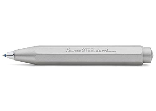 Kaweco STEEL SPORT Kugelschreiber I Premium Business Kuli aus hochwertigem Edelstahl I Edler Taschen-Kugelschreiber mit Herzkurvenmechanik I Robuster Druckkugelschreiber 10,5 cm von Kaweco