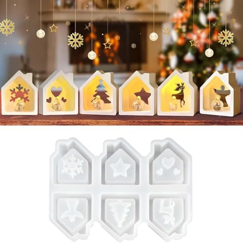 Hausform Silikonformen Weihnachten, 3D Silikonform Haus Gießformen 6-Fach Häuser Kerzenhalter, Weihnachtsilikonform Gipsformen Zum Gießen, DIYs Weihnachten Handwerk Hausform Silikonformen Weihnachten, 3D Silikonform Haus Gießformen 6-Fach Häuser Kerzenhalter, Weihnachtsilikonform Gipsformen Zum Gießen, DIYs Weihnachten Handwerk von Kaxenig