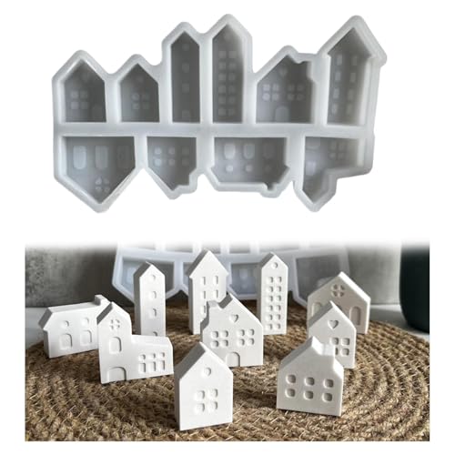Hausguss-Herstellungsform Kerzenform, 10 Stück Silikonform Haus Gips Zum Gießen, Wiederverwendbare Bastelform, Weihnachten Giessformen, Harzherstellungsformen Hausguss-Herstellungsform Kerzenform, 10 Stück Silikonform Haus Gips Zum Gießen, Wiederverwendbare Bastelform, Weihnachten Giessformen, Harzherstellungsformen von Kaxenig
