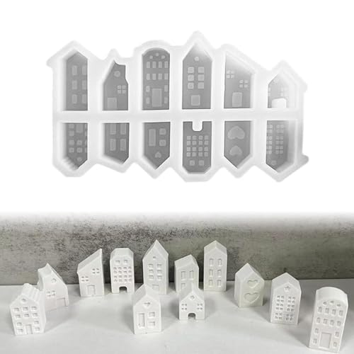 Silikonformen, Hausguss-Herstellungsform Kerzenform, 12 Stück Silikonform Haus Gips Zum Gießen, Wiederverwendbare Bastelform, Weihnachten Giessformen, Harzherstellungsformen Silikonformen, Hausguss-Herstellungsform Kerzenform, 12 Stück Silikonform Haus Gips Zum Gießen, Wiederverwendbare Bastelform, Weihnachten Giessformen, Harzherstellungsformen von Kaxenig