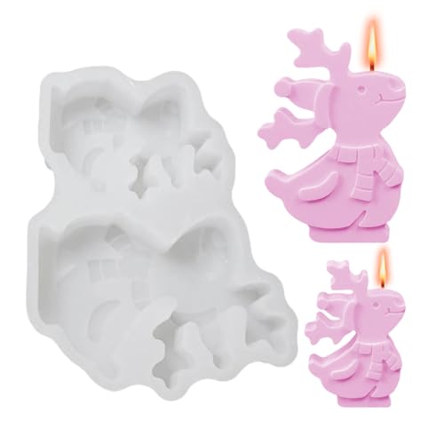 Weihnachten Silikonform Elch, 2 Stück Silikonformen Gießformen, 3D Weihnachten Kerzenform, Hirsch Silikonformen Für Kerzen Für DIY Weihnachtens, Handwerk, Heimdekoration von Kaxenig