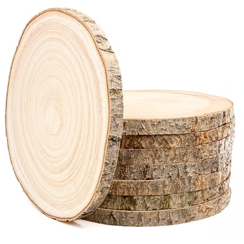 8 Stück große, unlackierte natürliche Holzscheiben, 20,3 - 22,9 cm, Holzplatten mit Rinde, runde Holzkreise, Großpackung für Tischdekoration, Weihnachtsschmuck, Hochzeit, DIY Handwerk 8 Stück große, unlackierte natürliche Holzscheiben, 20,3 - 22,9 cm, Holzplatten mit Rinde, runde Holzkreise, Großpackung für Tischdekoration, Weihnachtsschmuck, Hochzeit, DIY Handwerk von Kaxtde