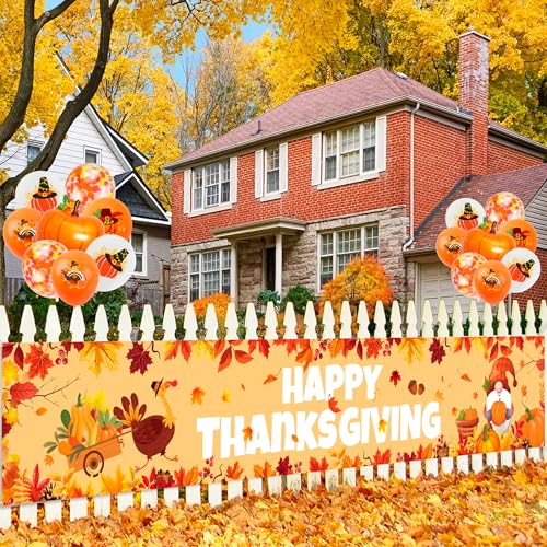 11 Stück Thanksgiving Dekorationen Outdoor Set-300x50cm großes Banner für Thanksgiving herbst dekoration,Luftballons und orangefarbener Kürbis-Heliumballon für Erntedankfest Herbstfest uvm 11 Stück Thanksgiving Dekorationen Outdoor Set-300x50cm großes Banner für Thanksgiving herbst dekoration,Luftballons und orangefarbener Kürbis-Heliumballon für Erntedankfest Herbstfest uvm von Kaxulvoblig