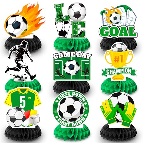 Fußball-Waben-Mittelstücke, 9 Stück, Fußball-Waben-Mittelstück/Fußball-Thema, 3D-Mittelstücke/Fußball-Mittelstücke für Tisch für Fußball, Geburtstagsparty-Dekorationen und Fußball-Waben-Mittelstücke, 9 Stück, Fußball-Waben-Mittelstück/Fußball-Thema, 3D-Mittelstücke/Fußball-Mittelstücke für Tisch für Fußball, Geburtstagsparty-Dekorationen und von Kaxulvoblig