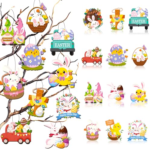 Oster Anhänger Deko, 37 Pcs Bunny Ostereier Tag Baumschmuck, Ostern Ornamente für Baum Osterfest hängenden Ornamenten aus Huhn und Hase Oster Anhänger Deko, 37 Pcs Bunny Ostereier Tag Baumschmuck, Ostern Ornamente für Baum Osterfest hängenden Ornamenten aus Huhn und Hase von Kaxulvoblig