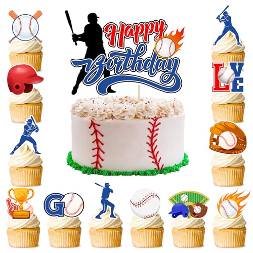Baseball Kuchen Deko, 25pcs Baseball Party Deko Kuchen Baseball Torten Deko Baseball Cupcake Deko für Kinder von Kaxulvoblig