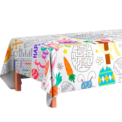 Tischdecke zum Ausmalen Ostern, 137 x 274 cm, Maltischdecke für Kinder, Osterdekoration, Papier-Maltischdecke, Basteln, Ostergeschenke für Kinder von Kaxulvoblig