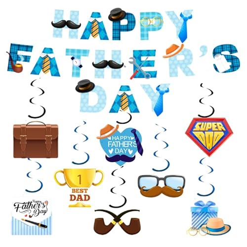 Vatertags Partybanner, 9pcs Happy Fathers Day Party Dekorationen, Happy Fathers Day Dekoration Set - Happy Fathers Day Banner + Happy Fathers Day Hängende Wirbel Dekorationen Vatertags Partybanner, 9pcs Happy Fathers Day Party Dekorationen, Happy Fathers Day Dekoration Set - Happy Fathers Day Banner + Happy Fathers Day Hängende Wirbel Dekorationen von Kaxulvoblig