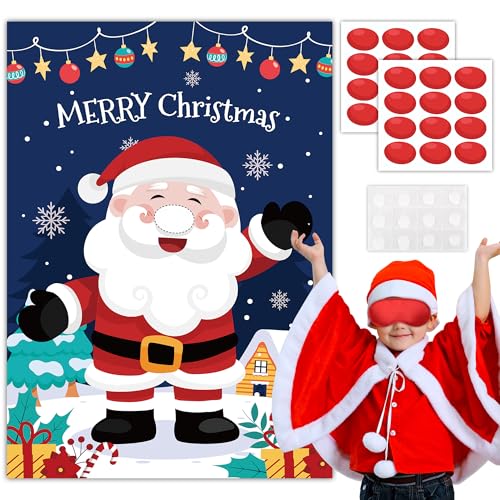 Weihnachten Pin-Spiele, 5pcs Zubehör für Weihnachtsfeier Spiele, Weihnachten Pin the Nose Party Poster, Weihnachtsdeko Augenmaske Aufkleber Weihnachten etc Weihnachtsmann-Poster-Aufkleber-Spiel Weihnachten Pin-Spiele, 5pcs Zubehör für Weihnachtsfeier Spiele, Weihnachten Pin the Nose Party Poster, Weihnachtsdeko Augenmaske Aufkleber Weihnachten etc Weihnachtsmann-Poster-Aufkleber-Spiel von Kaxulvoblig